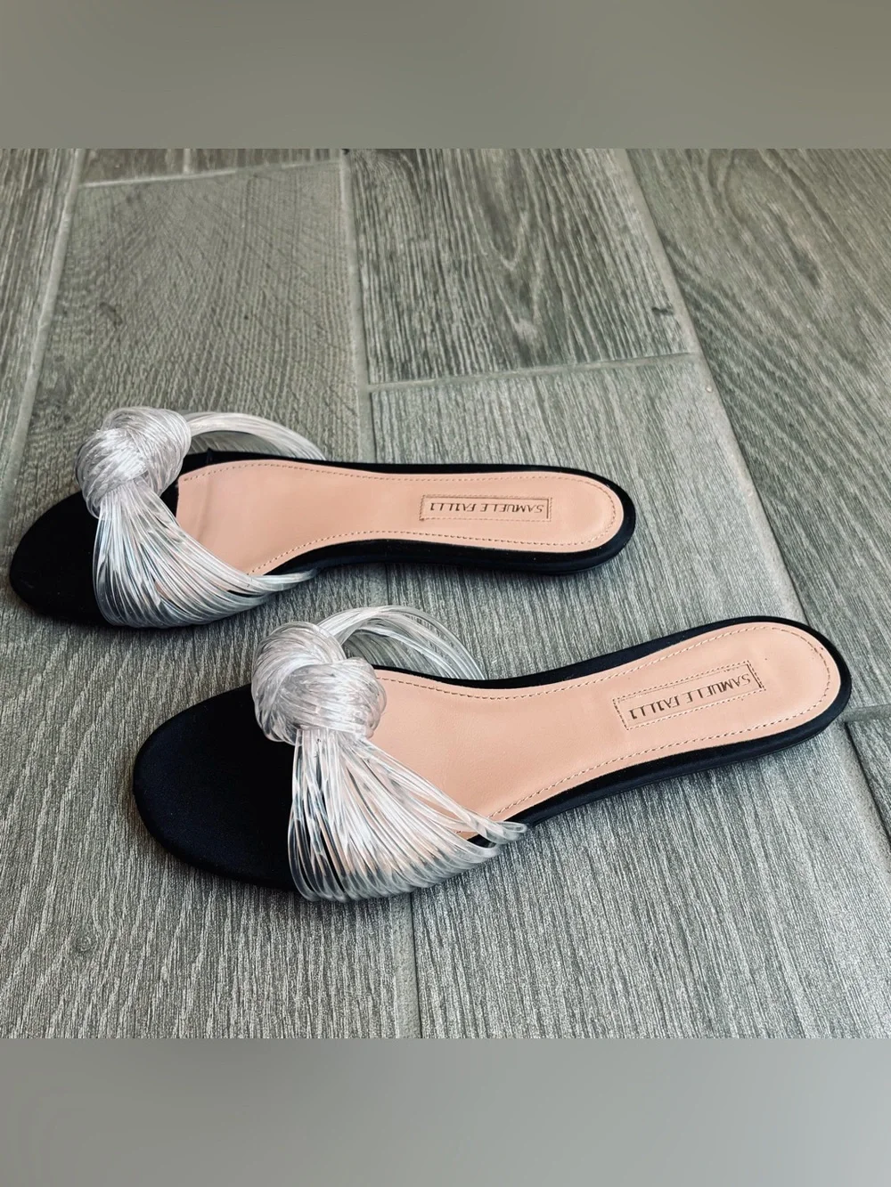 Samuele Failli Clear Plastic Black Slip On Flat Sandals size EU 38.5